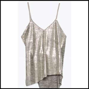 Zara size S gold shimmer wrap top. Gorgeous! Zara collection. Ties in the back